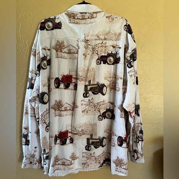 Bit & Bridle White and Brown Tractor Print Shirt 3XL - Picture 2 of 3